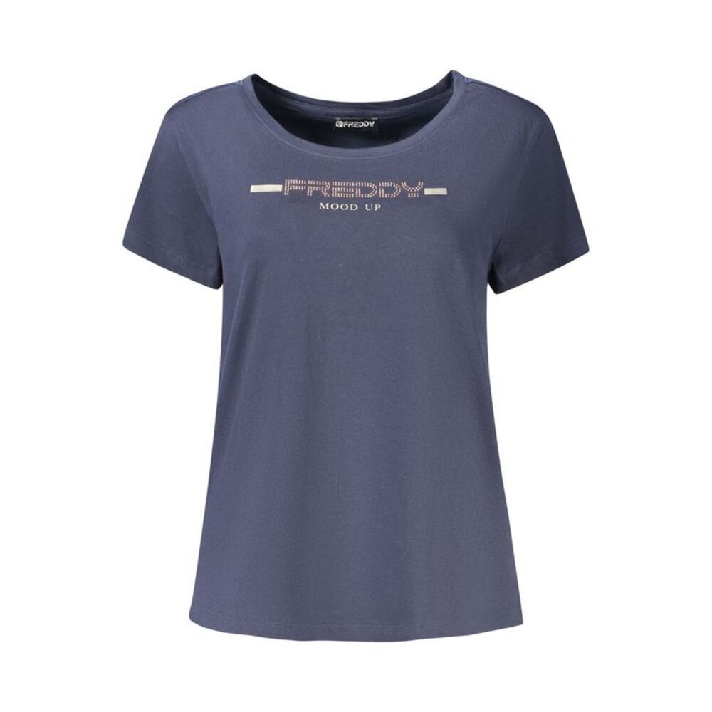 Freddy "Blu Cotton Women T-Shirt with Rhinestone Women's Detailing"